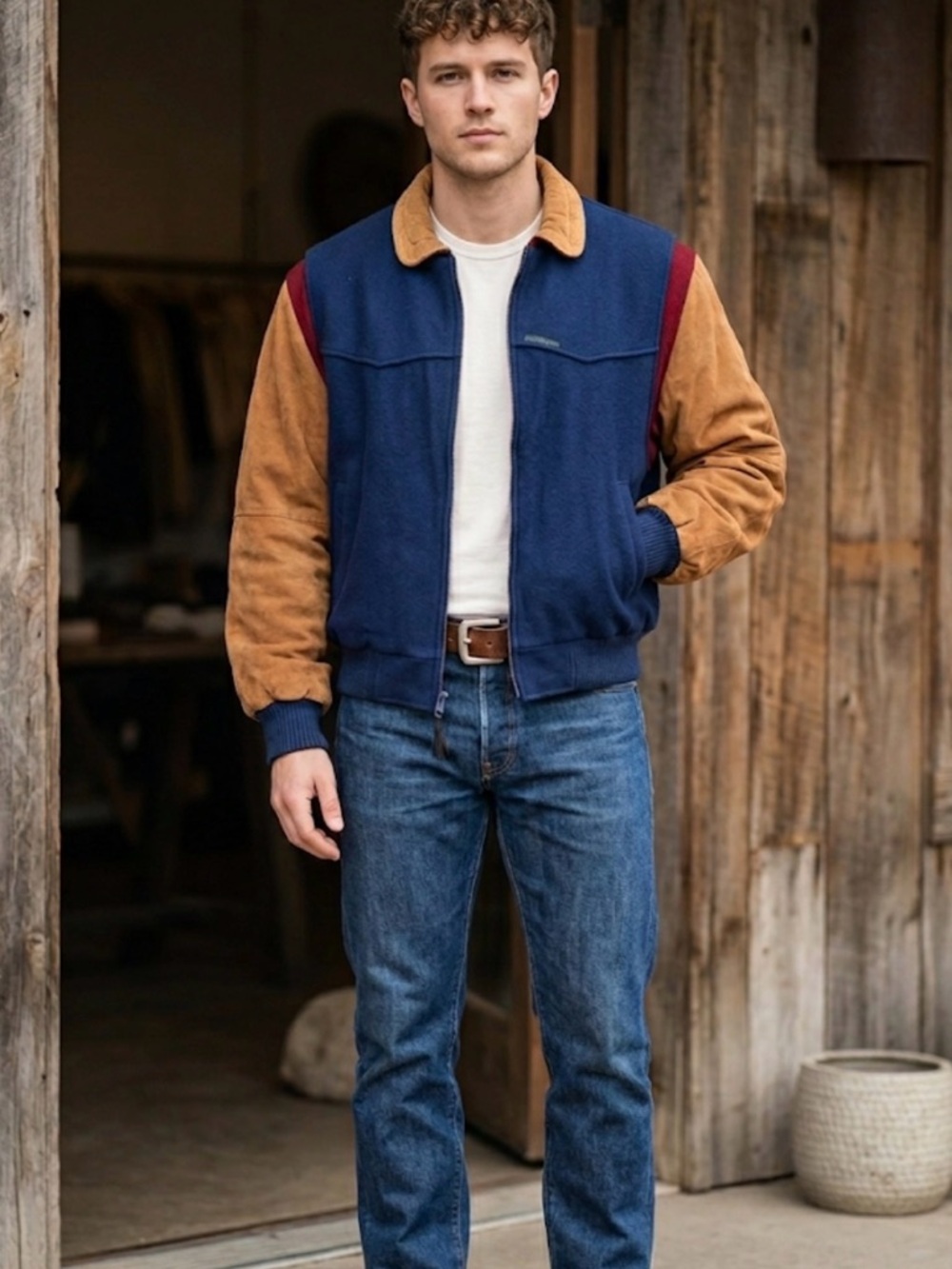 VTG 90's Cripple Creek Bomber Jacket Men's XL USA western vintage‎ barncore wool